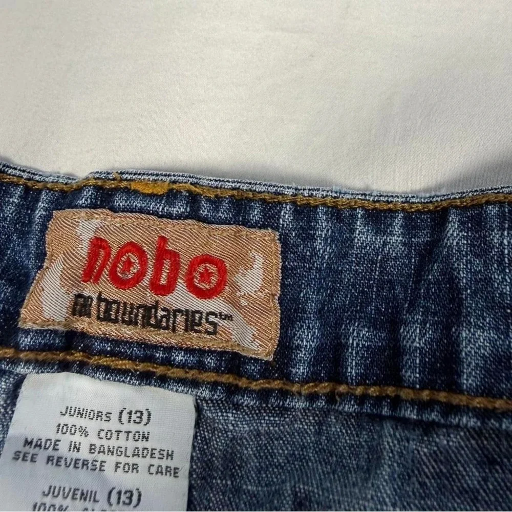 Vintage y2k No Boundaries micro mini denim carpenter jean shorts - Picture 3 of 5